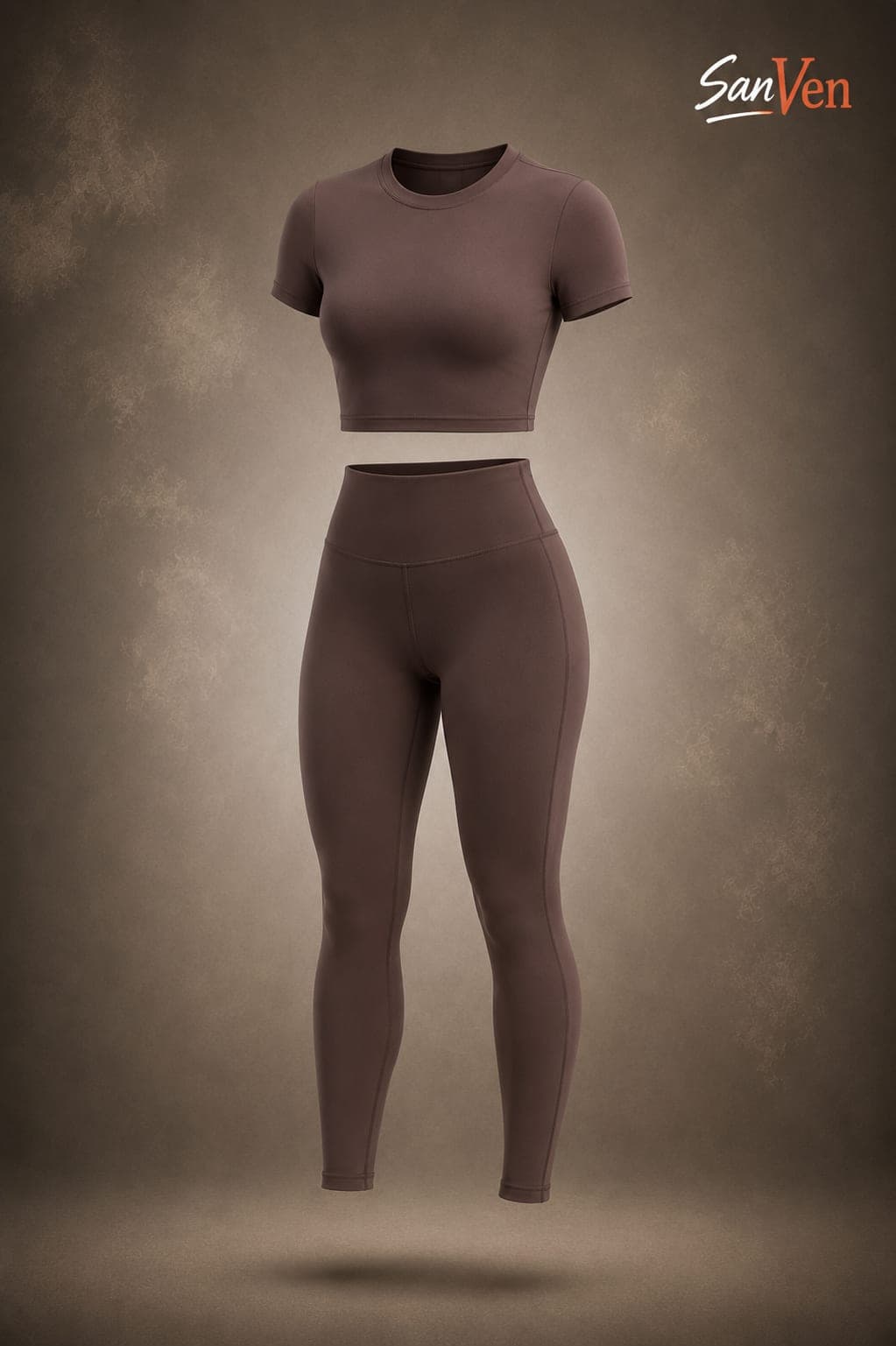 Coffee Brown Gym Top & Leggings